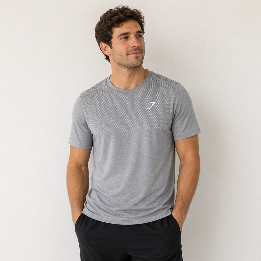 Gymshark Gray Performance T-Shirt Men’s Small Athletic Tee Breathable